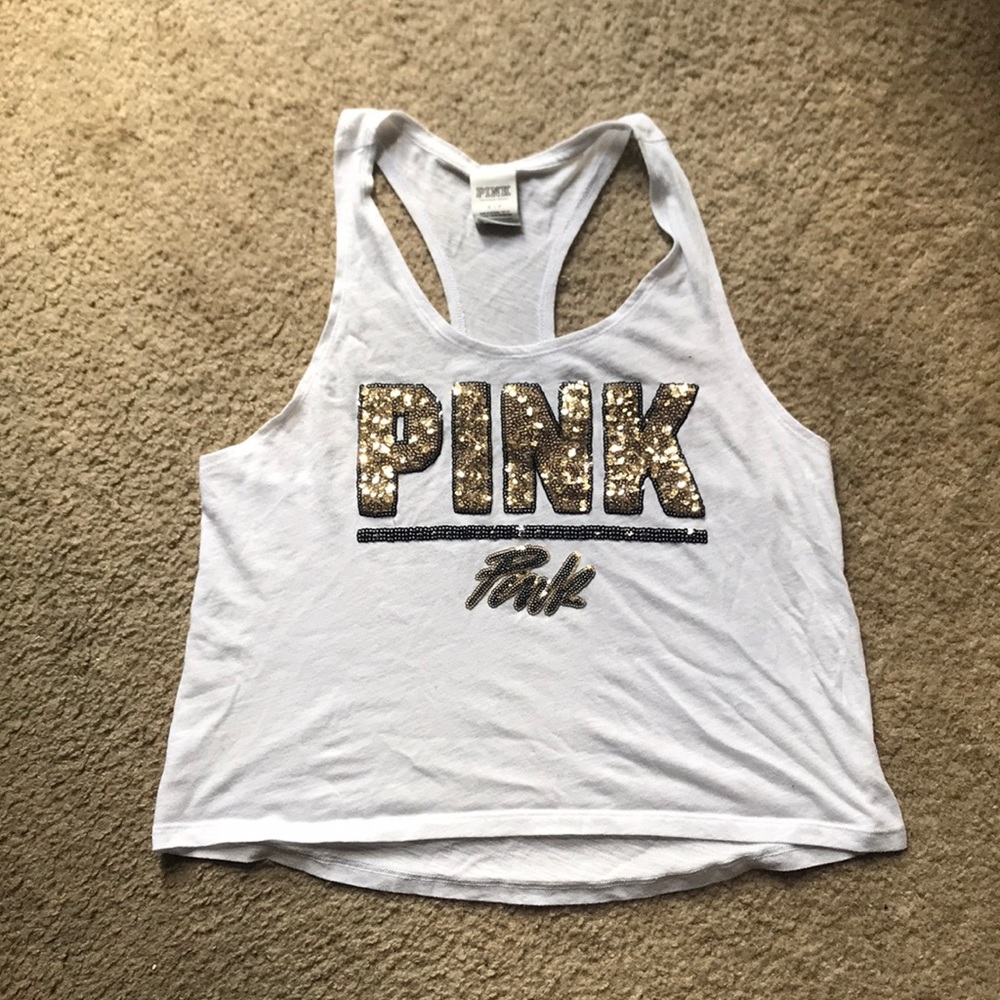 PINK brand white racer back tank